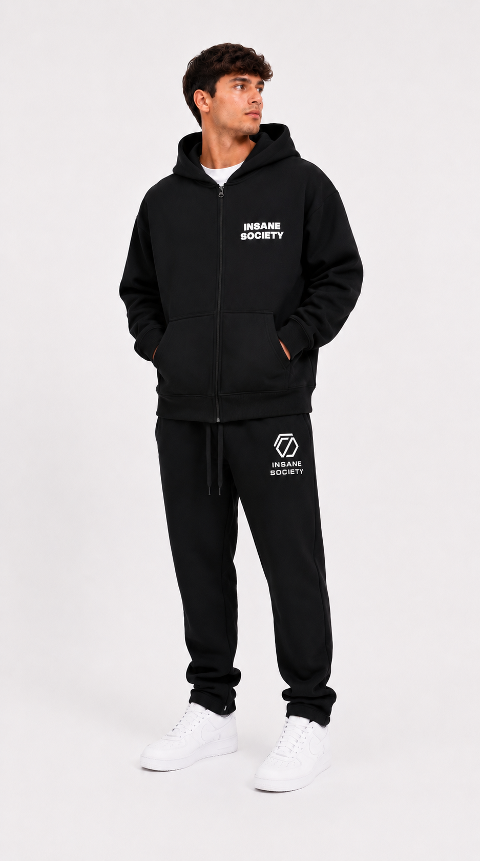 Sweat à capuche zippé oversize BASIC Noir