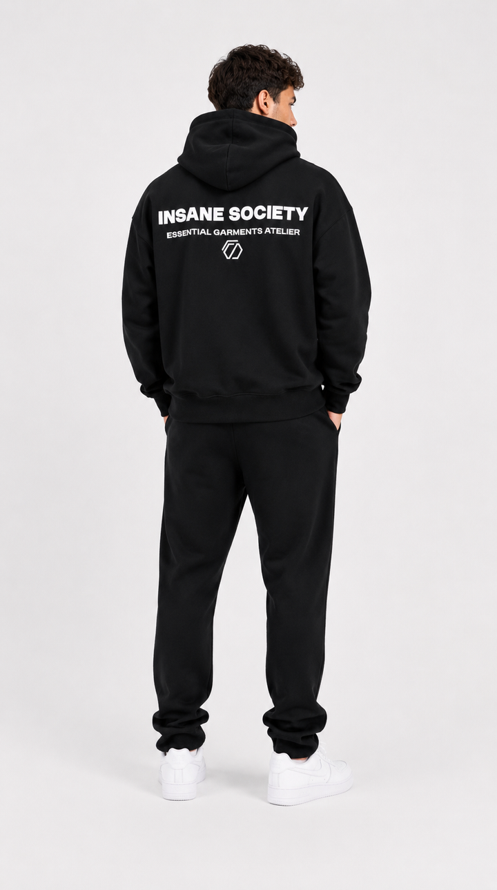 Sweat à capuche zippé oversize BASIC Noir