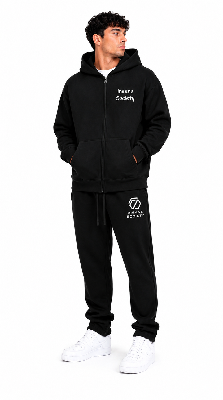 Oversize Zip Hoodie CLUB Black