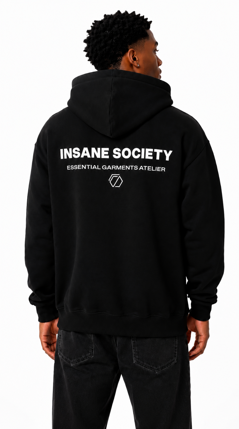 Oversize Hoodie Basic Black Backprint von Insane Society
