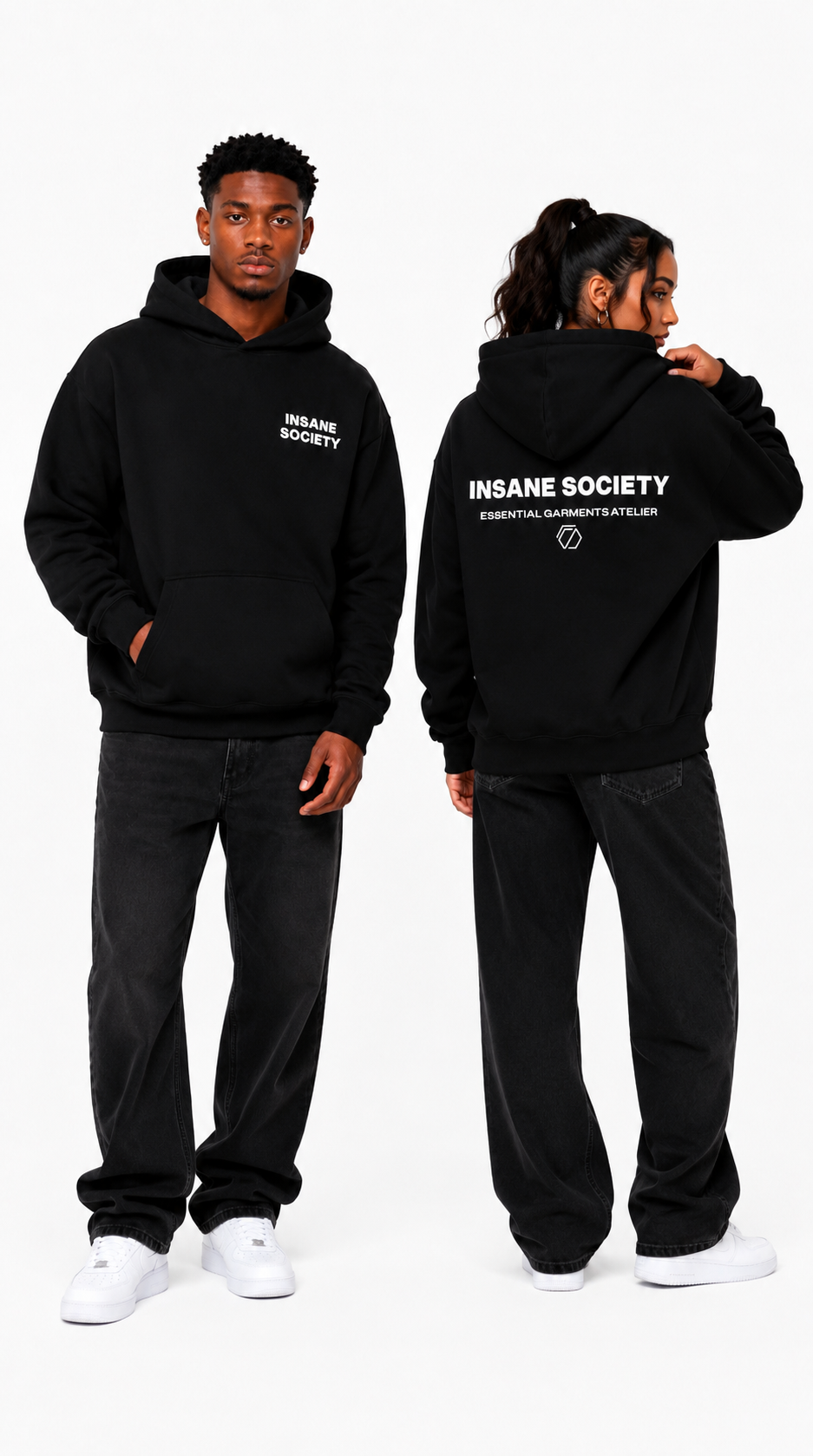 Oversize Hoodie Basic Black Unisex von Insane Society