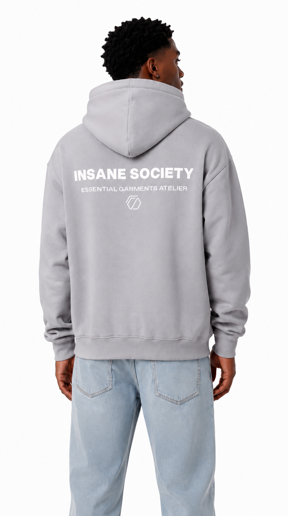 Oversize Hoodie Basic Grey Backprint von Insane Society
