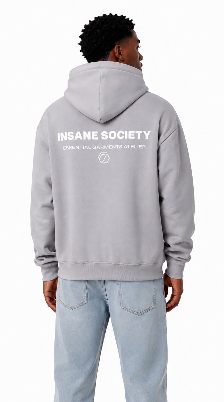 Oversize Hoodie Basic Grey Backprint von Insane Society