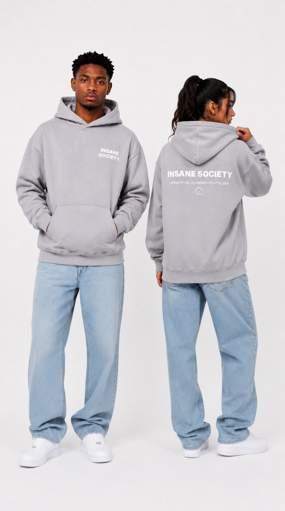 Oversize Hoodie Basic Grey Unisex von Insane Society