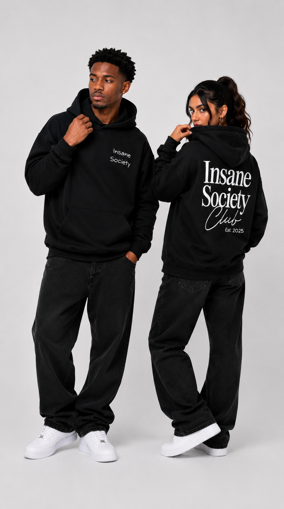 Oversize Hoodie Club Black Unisex von Insane Society