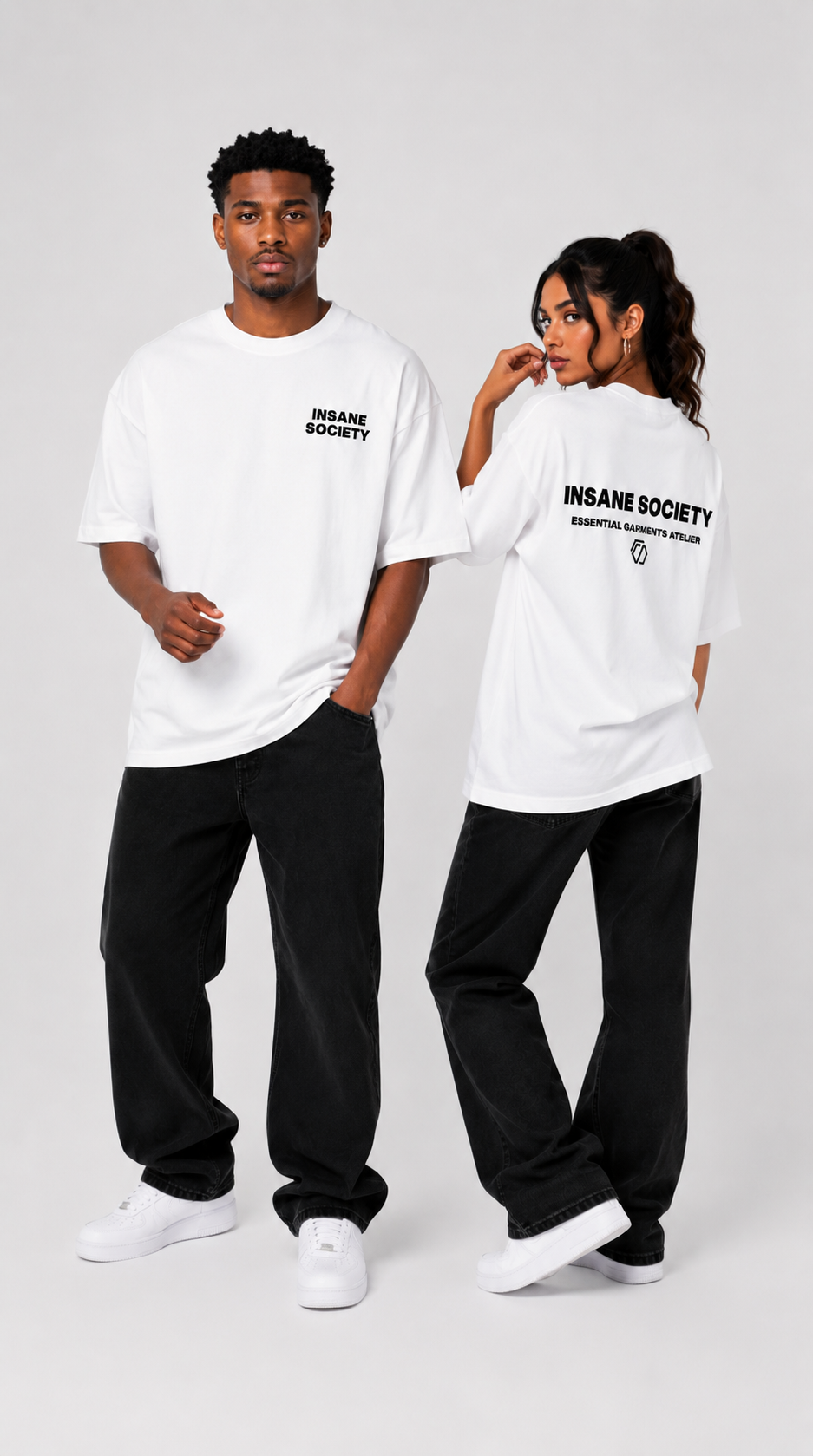 Oversize T-Shirt Basic White Unisex von Insane Society