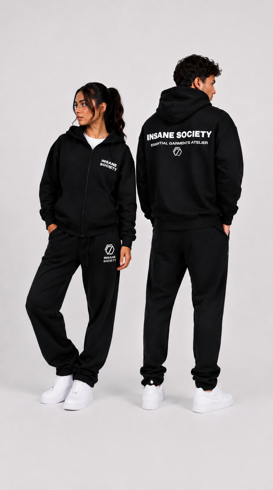 Oversize Zip Hoodie Basic Black Unisex von Insane Society