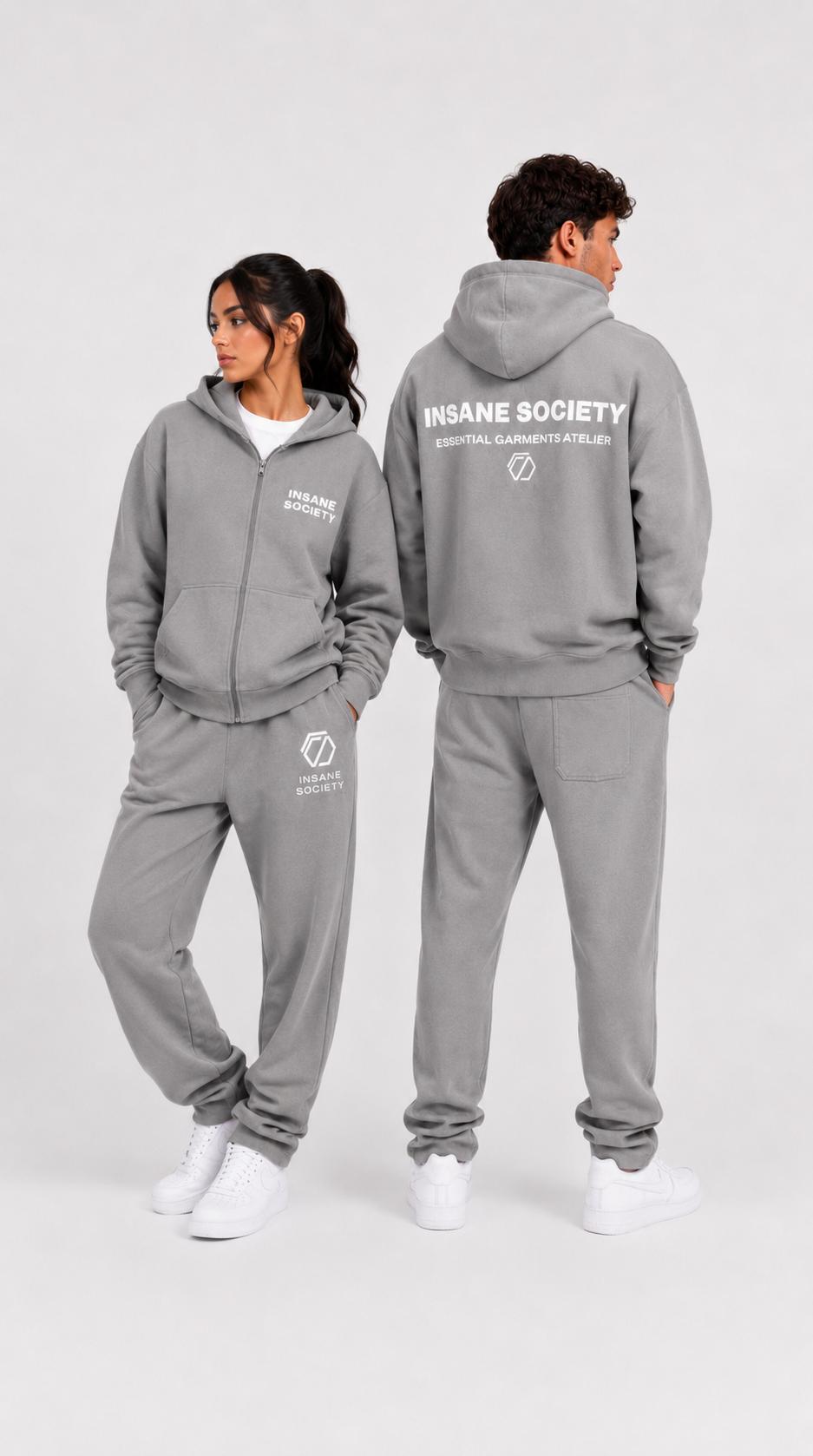 Oversize Zip Hoodie Basic Grey Unisex von Insane Society