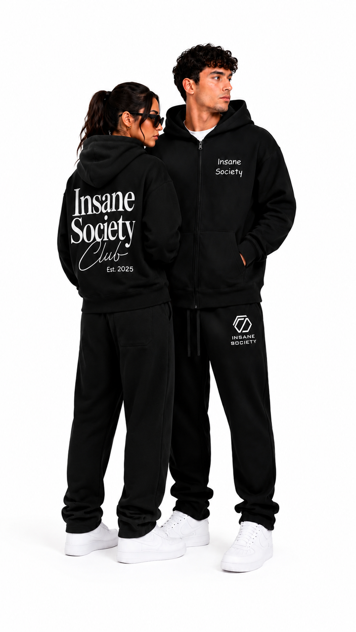 Oversize Zip Hoodie Club Black Unisex