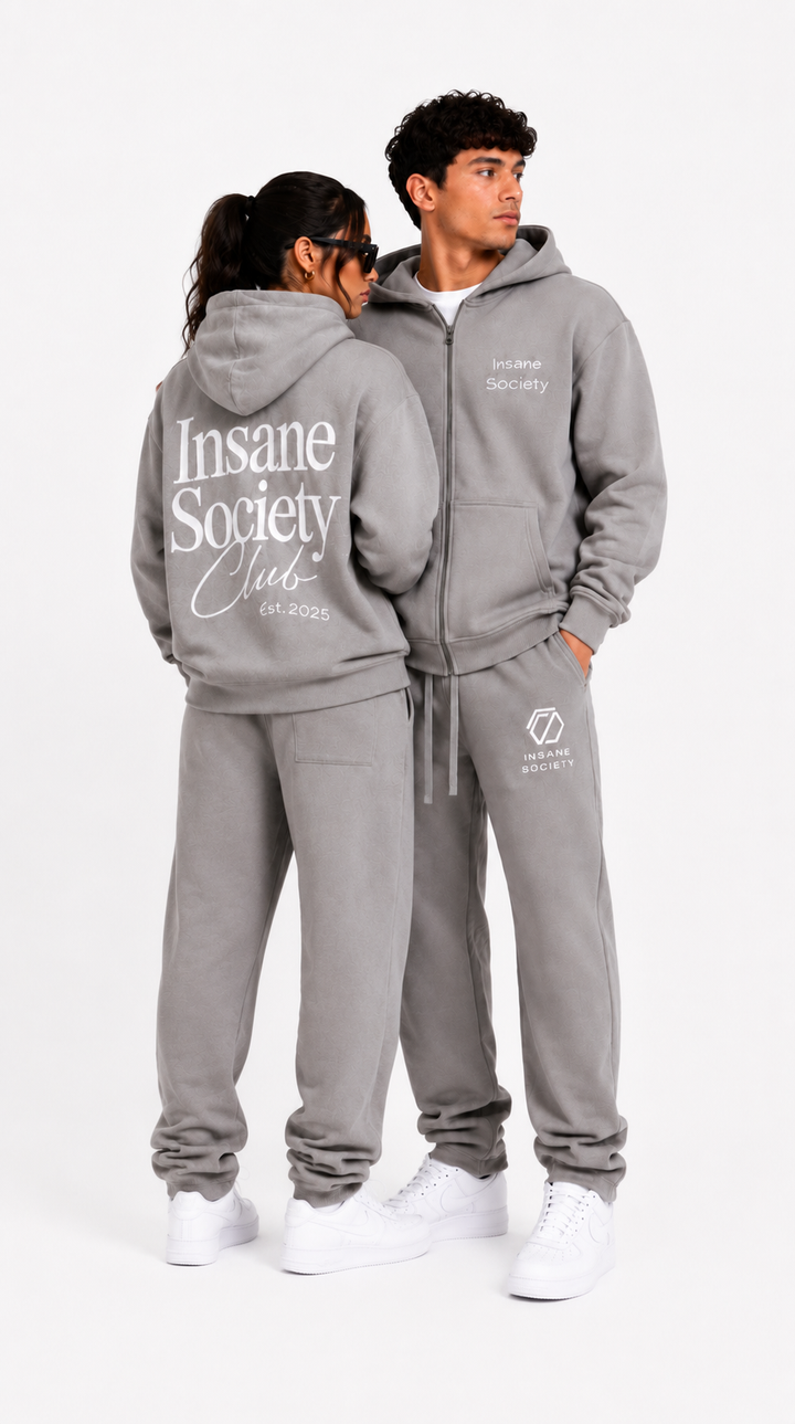 Oversize Zip Hoodie Club Grey Unisex
